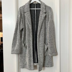 Marine Layer Birdseye Collared Open Front Knit Cardigan White/Black Size Medium